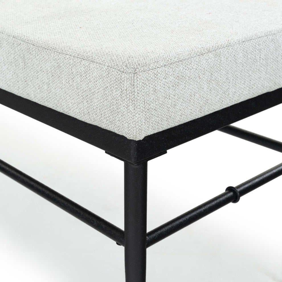 Safavieh Couture Theabella Linen and Metal Bench, Black/Light Grey