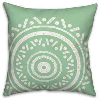 Simple Green Boho Circle 18x18 Indoor/Outdoor Pillow