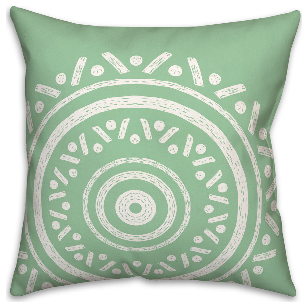 Simple Green Boho Circle 18x18 Indoor/Outdoor Pillow