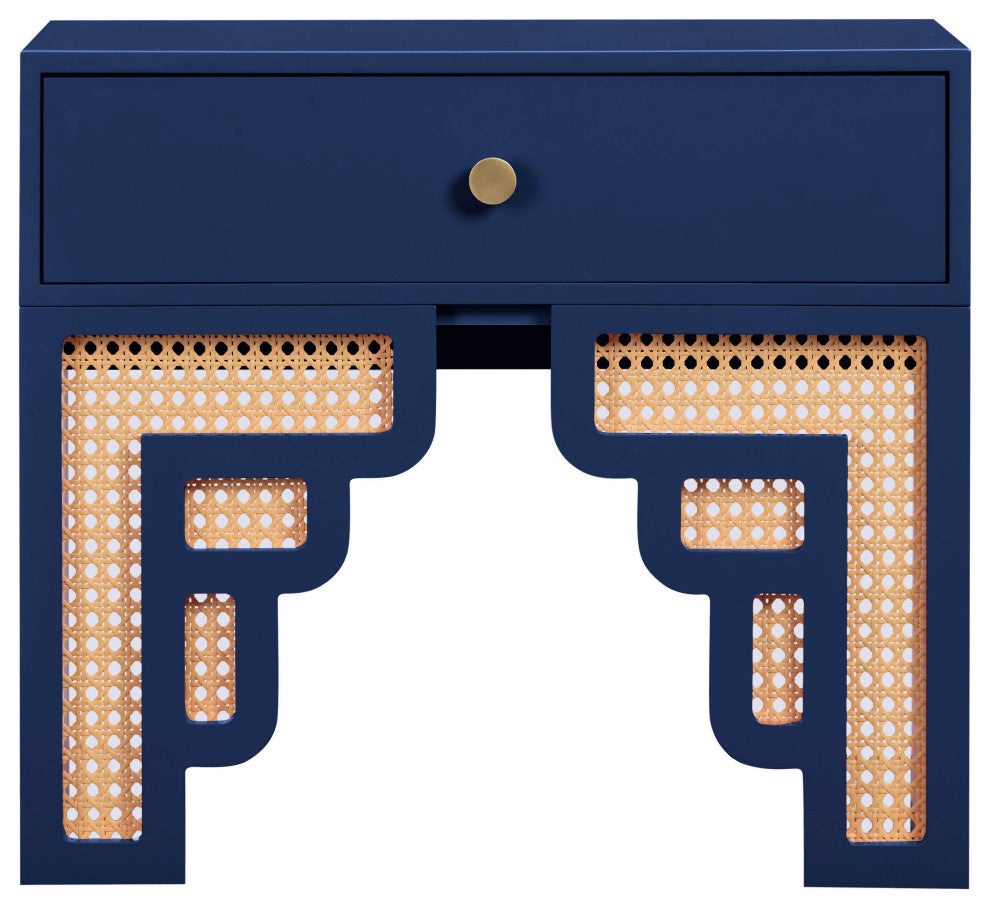 Suzie Navy/Rattan Nightstand