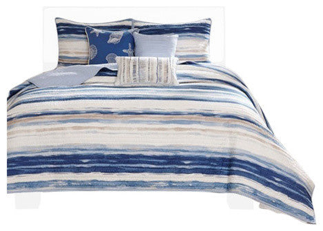 Madison Park Printed Quilted 6-Piece Coverlet Set, Full/Queen