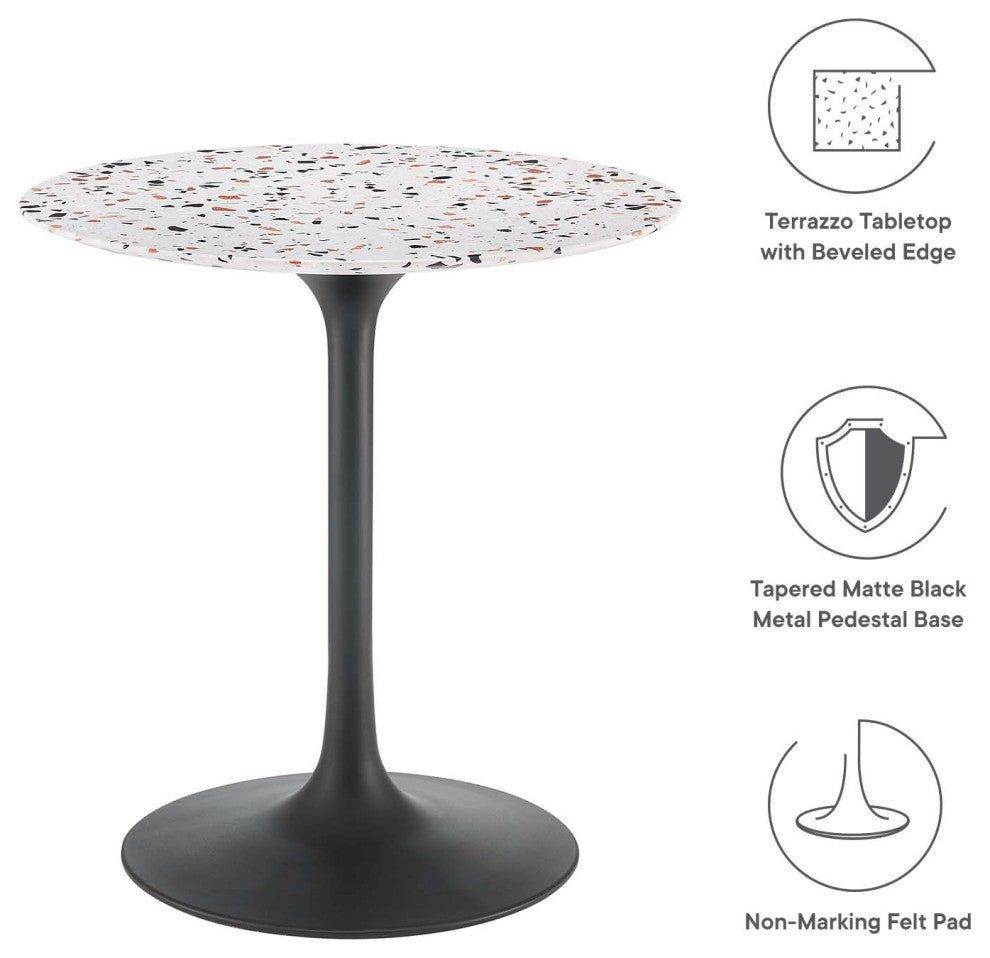 Lippa 28" Round Terrazzo Dining Table, Black White