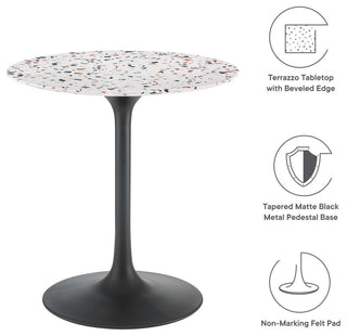 Lippa 28" Round Terrazzo Dining Table, Black White