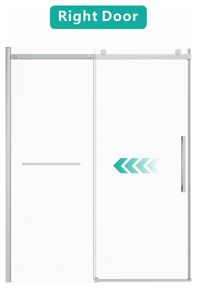 60" Double Sliding Frameless Shower Door with Clear Tempered Glass, Chrome