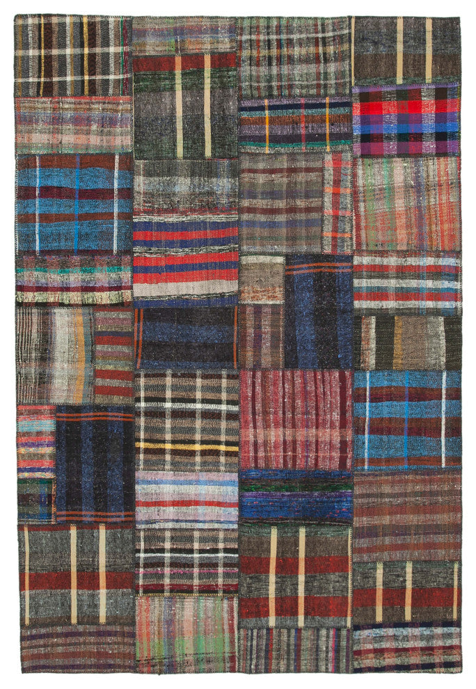 Rug N Carpet - Handmade Turkish 8' 2'' x 11' 10'' Wool Patchwork Kilim Rug