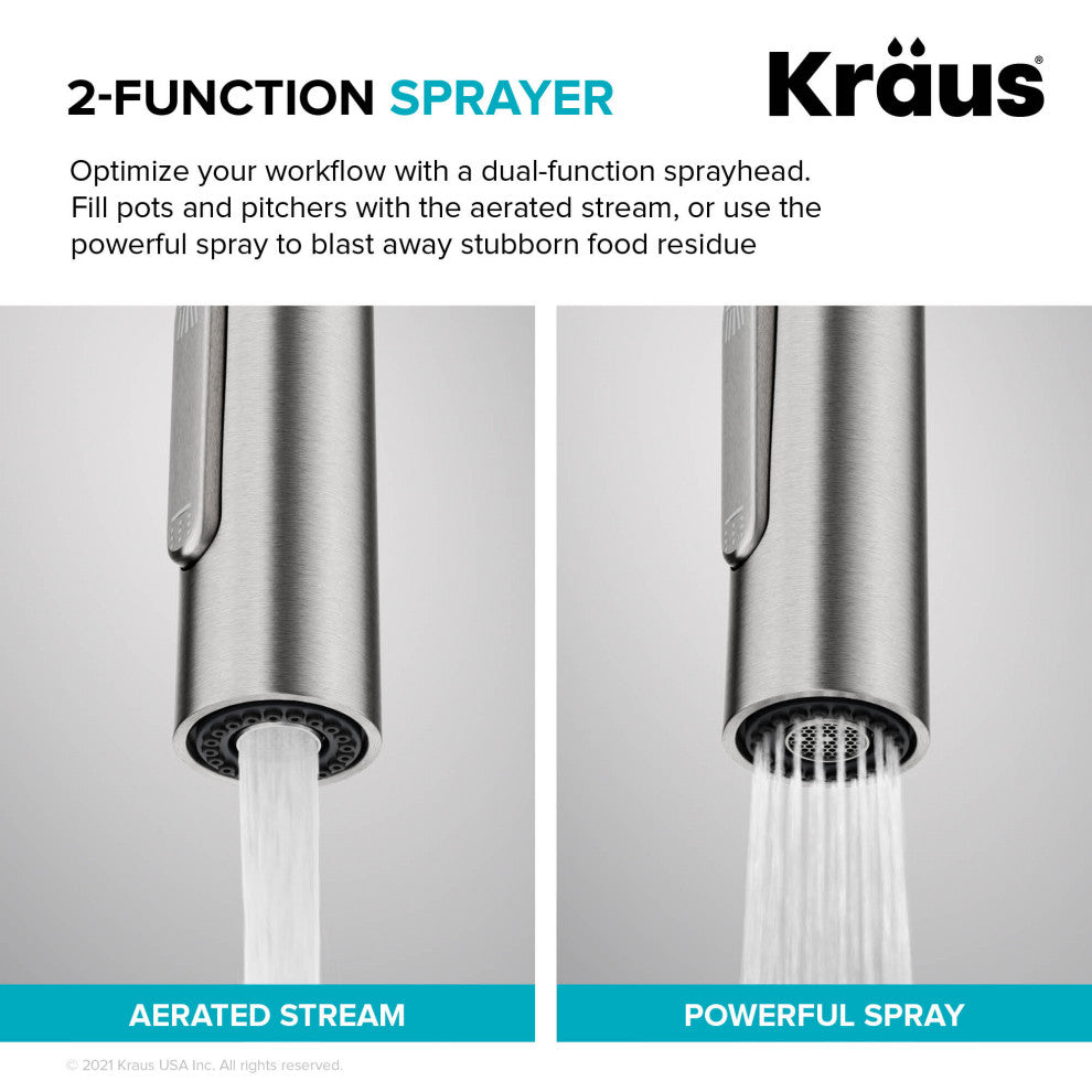 Oletto Pull-Down 1-Hole Kitchen Faucet, Spot Free Stainless Steel