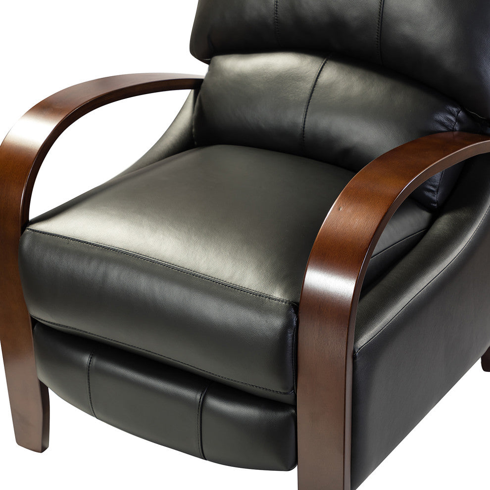 Amanda Genuine Leather Manual Recliner, Black