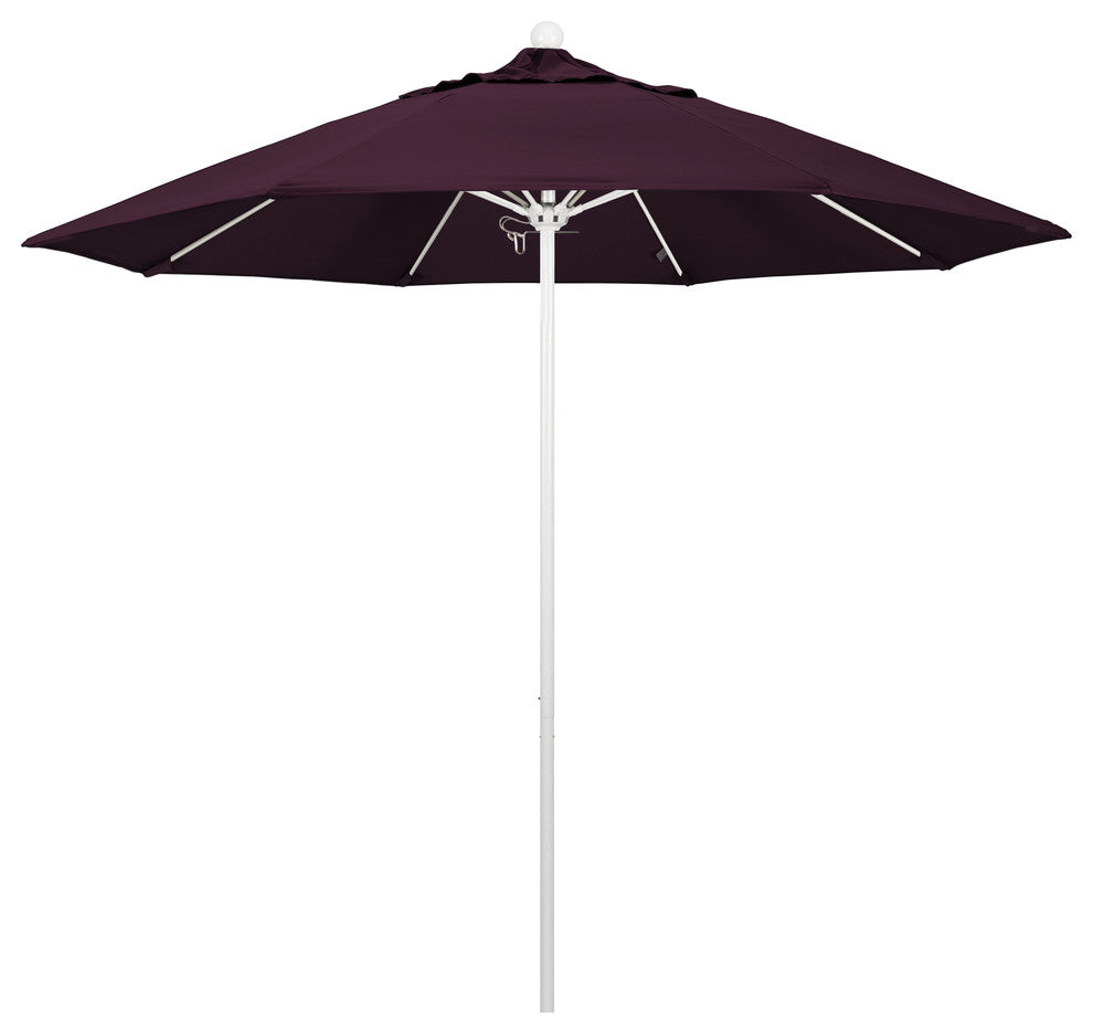 9'' Matted White Push Lift Fiberglass Rib Aluminum Umbrella, Pacifica, Purple