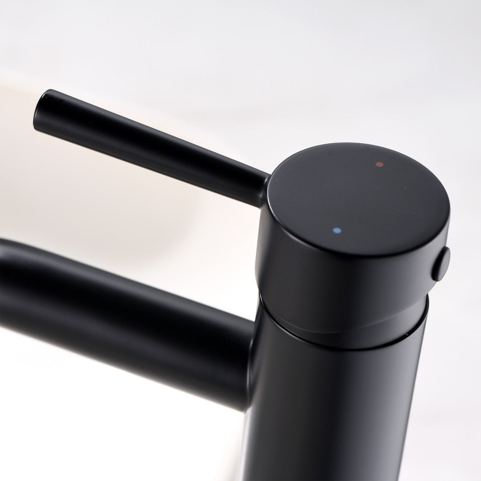 Luxier BSH03-T Single Hole Vessel Bathroom Faucet with Drain, Matte Black