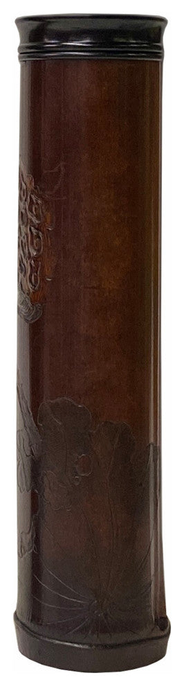 Chinese Bamboo Carved Scenery Column Shape Incense Holder Display Art Hws1743B