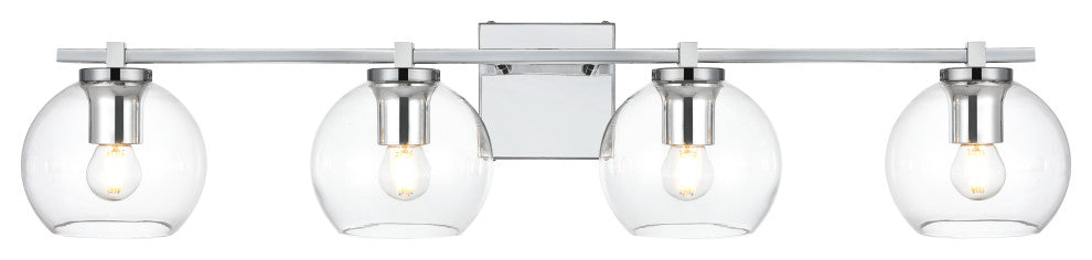 4 Light Chrome And Clear Bath Sconce
