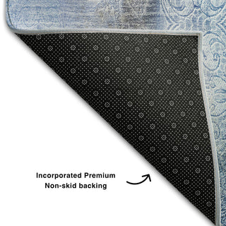 Premium Machine Washable Mayfield AMF537 Blue 2'3" x 7'6" Runner Rug