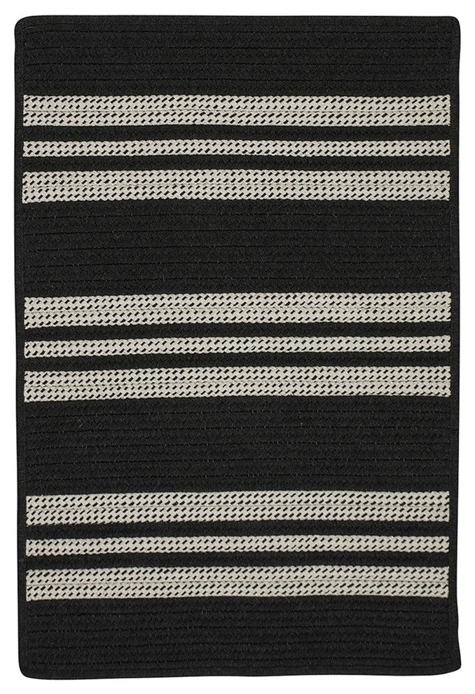 Sunbrella Southport Stripe UH19 Black Sunbrella Area Rug, Rectangular 8'x10'
