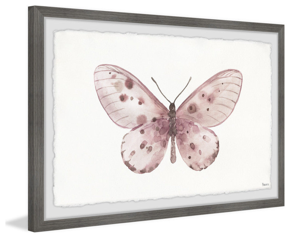 "Pink Rose Butterfly" Framed Painting Print, 12"x8"