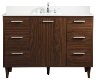 Home Living Modern Natural Oak-Light Bathroom Vanity, Walnut, 48"