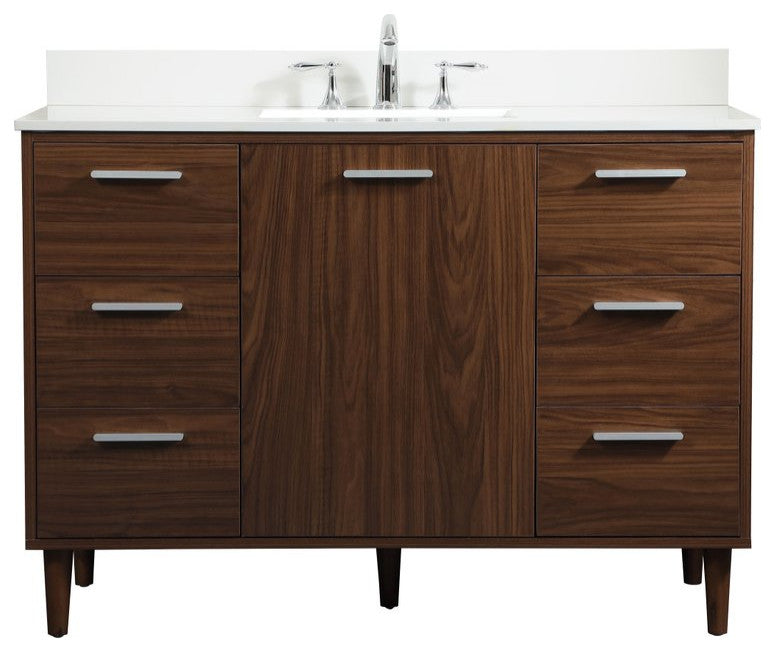 Home Living Modern Natural Oak-Light Bathroom Vanity, Walnut, 48"