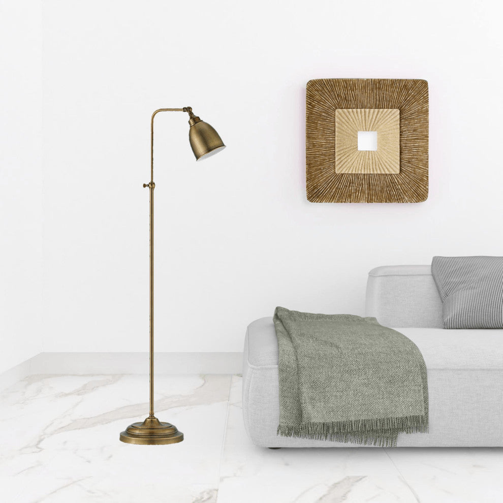62" Bronze Adjustable Traditional Shaped Floor Lamp With Bronze Dome Shade