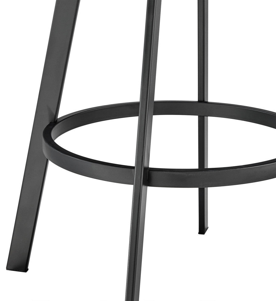 Chelsea 30" Bar Height Swivel Bar Stool, Black Finish and Gray Faux Leather