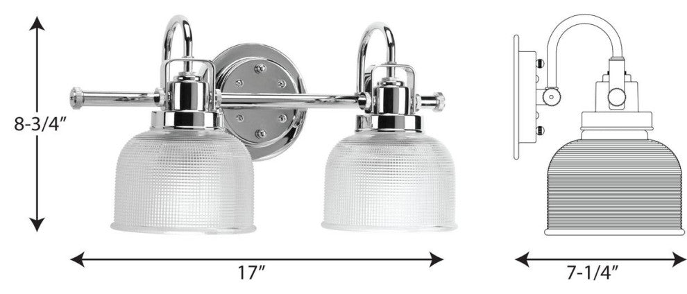 Archie Collection 2-Light Bath Light, Polished Chrome