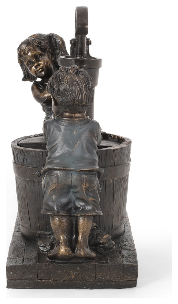 Rayle Outdoor Children at Water Pump Fountain, Dark Brown