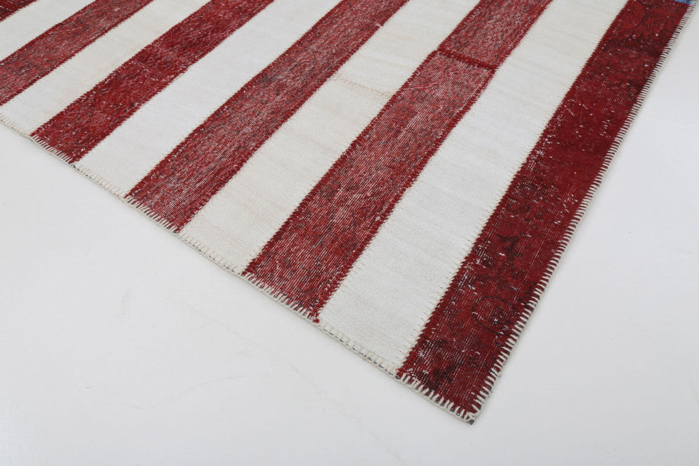 Rug N Carpet - Handwoven Anatolian 8' 0'' x 9' 10'' Flag Patchwork Rug