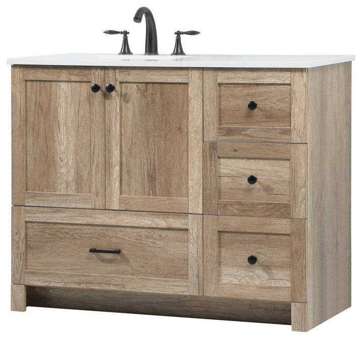 Home Living 19" Farmhouse Natural Oak-Light Bathroom Vanity