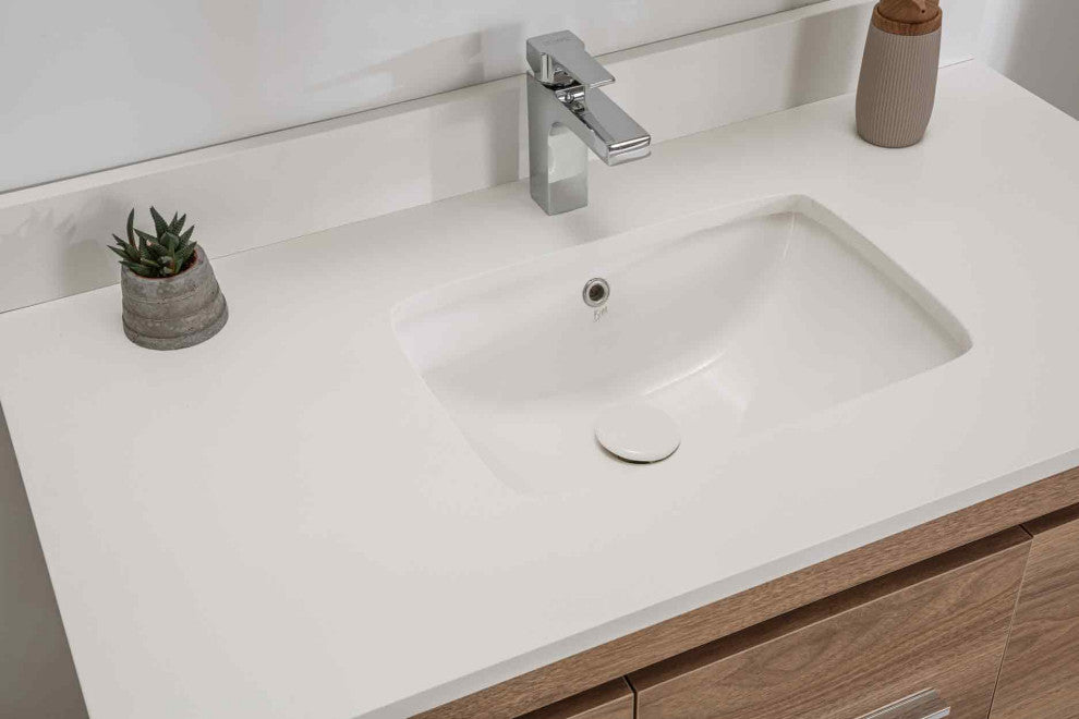 Mila Collection 42" Bathroom Vanity With Sink, Mirror, Countertop, Walnut Brown