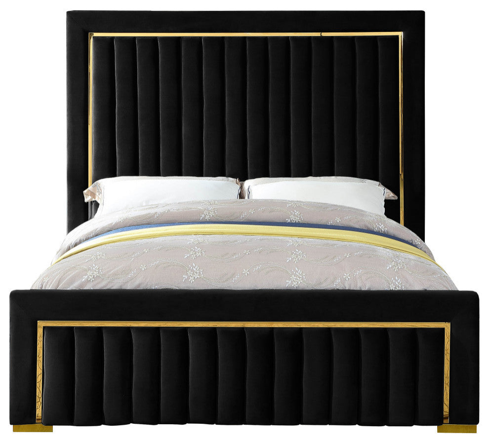 Dolce Velvet Upholstered Bed, Black, King