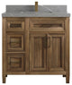 Santa Monica 36 Center Sink Bath Vanity in Graywashed Teak 2" Piatra Gray