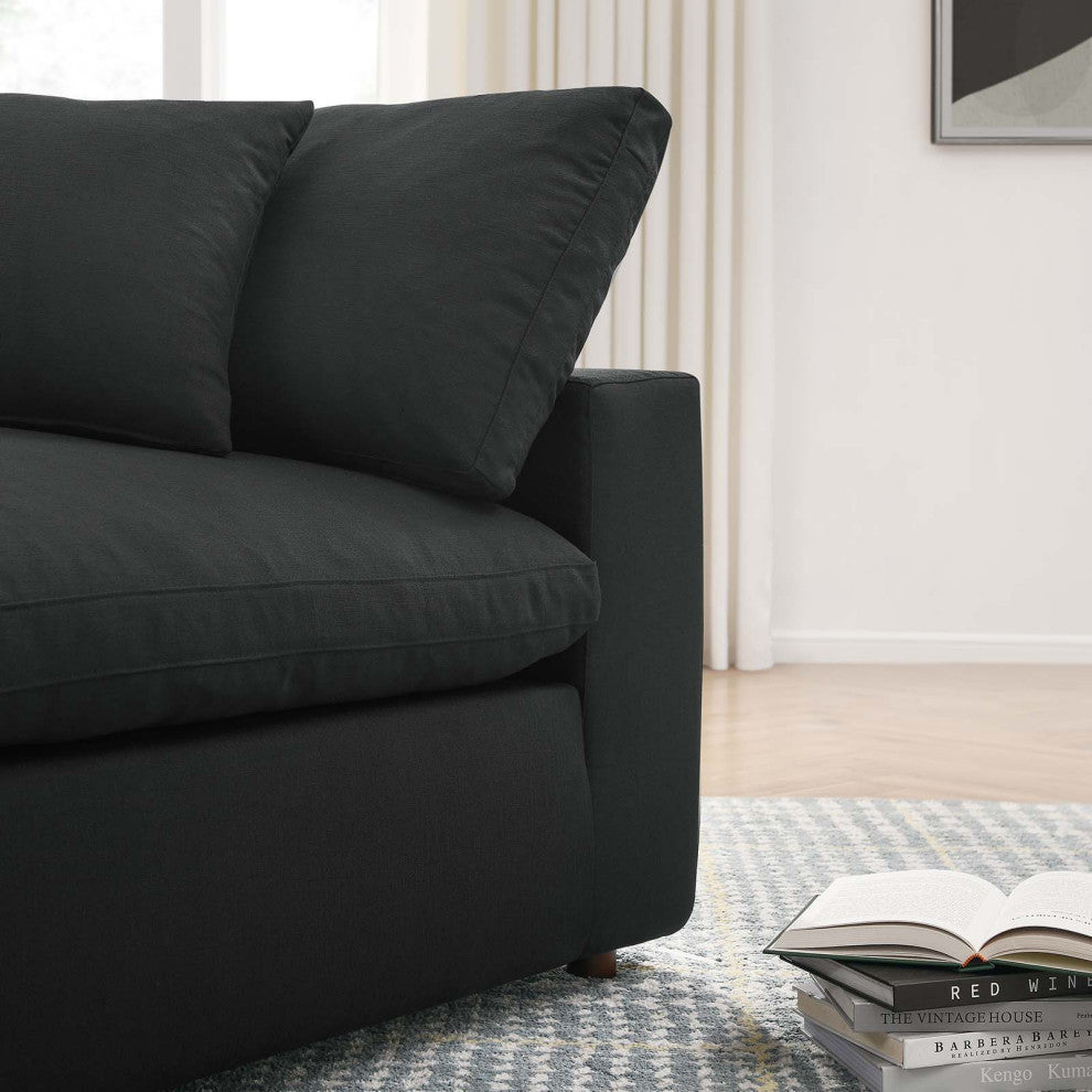 Commix Down Filled Overstuffed Corner Chair, Black