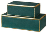 Uttermost 18723 Karis 5 Inch x 12 Inch Resin Boxes - Set of 2 - Gold Leaf