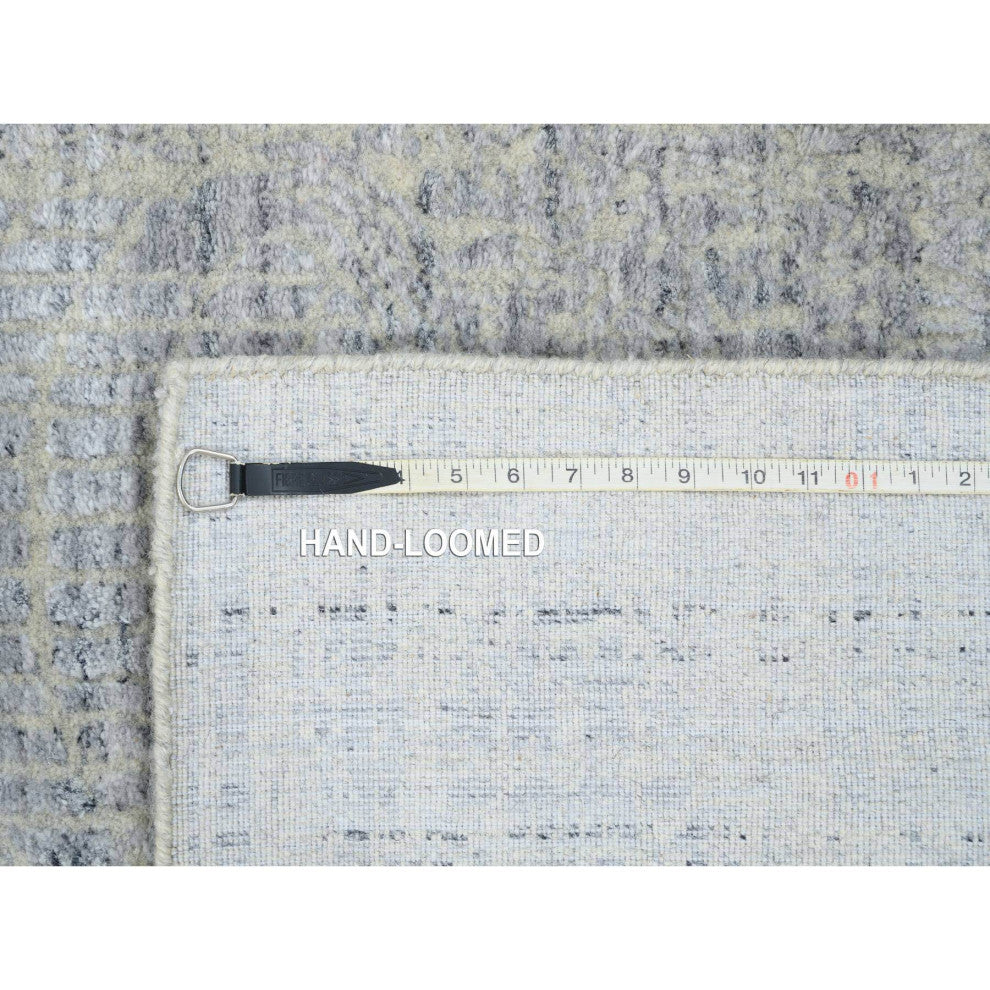 Gray, Wool And Plant Based Silk, Hand Loomed, Runner, Rug, 2'6" x 10'0"