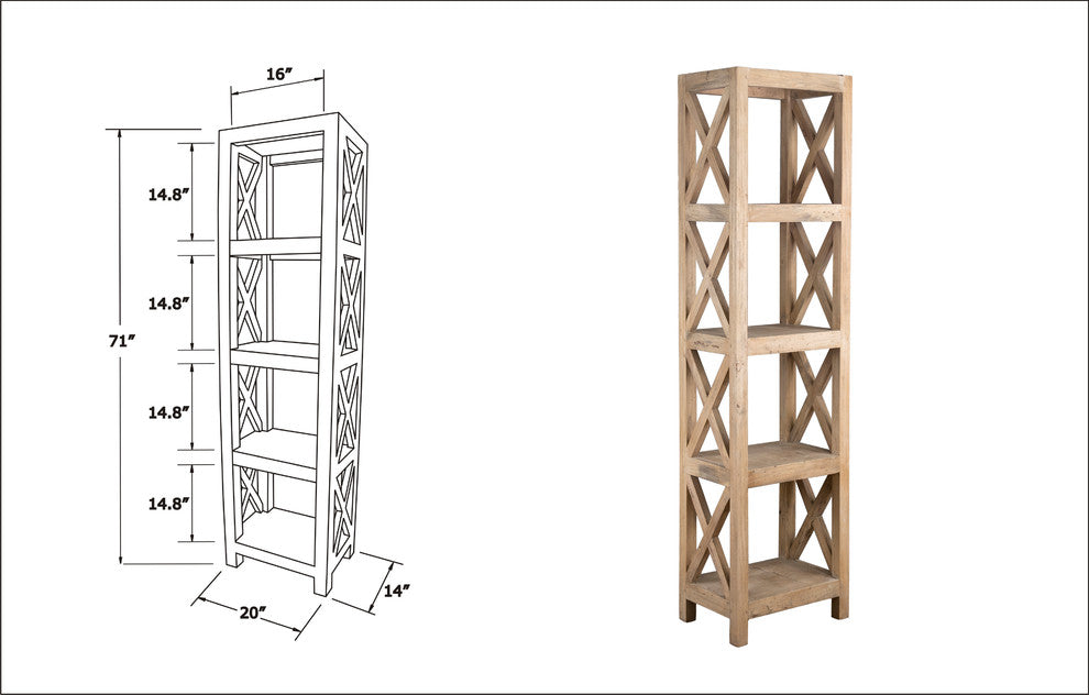 East at Main Birch Brown Rubberwood Bookcase