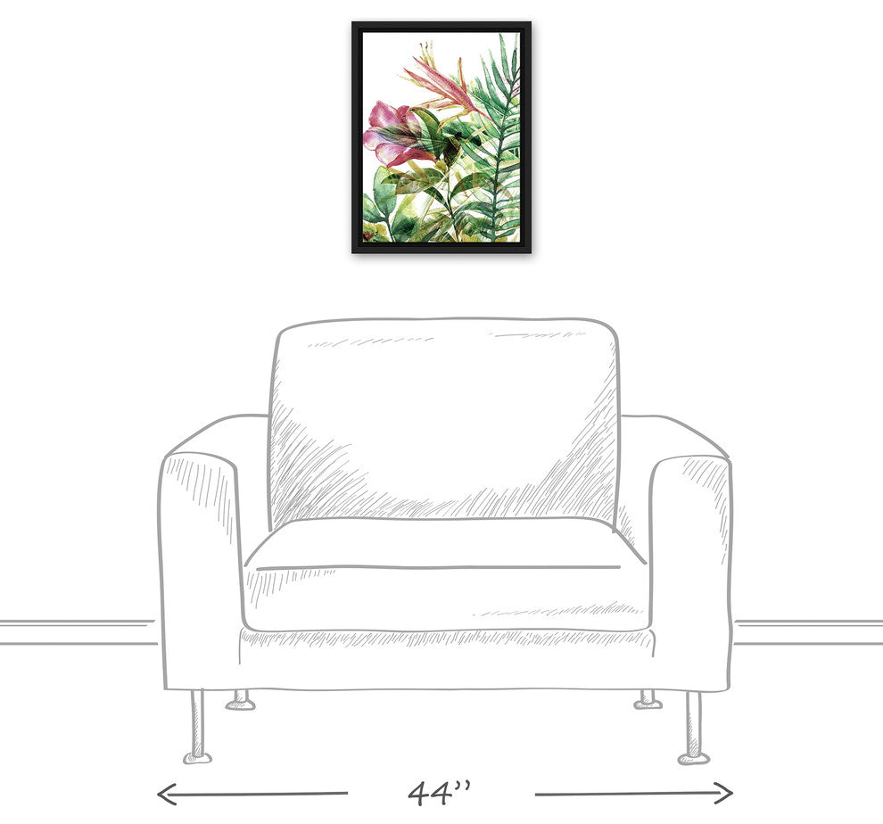 Tropical Plants 12x16 Black Floating Framed Canvas
