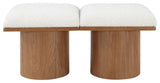 Pavilion Boucle Fabric Upholstered 2-Piece Modular Bench, Cream, Walnut Finish