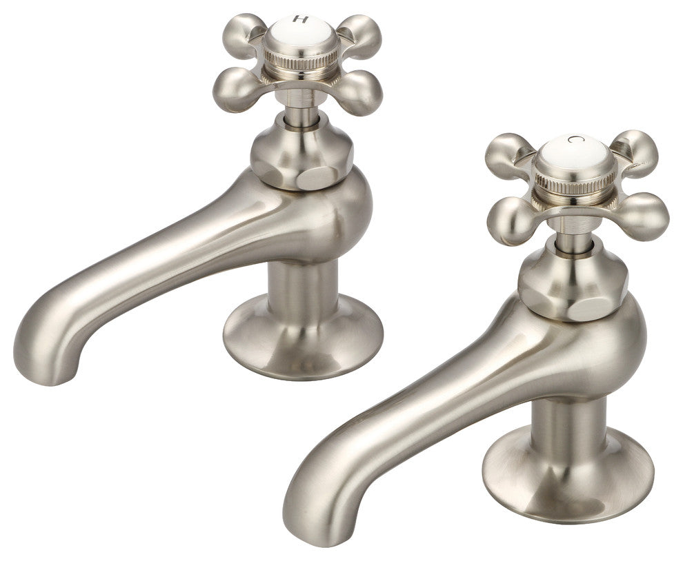 Vintage Classic Basin Lavatory Faucet, Brushed Nickel , Cross Handles