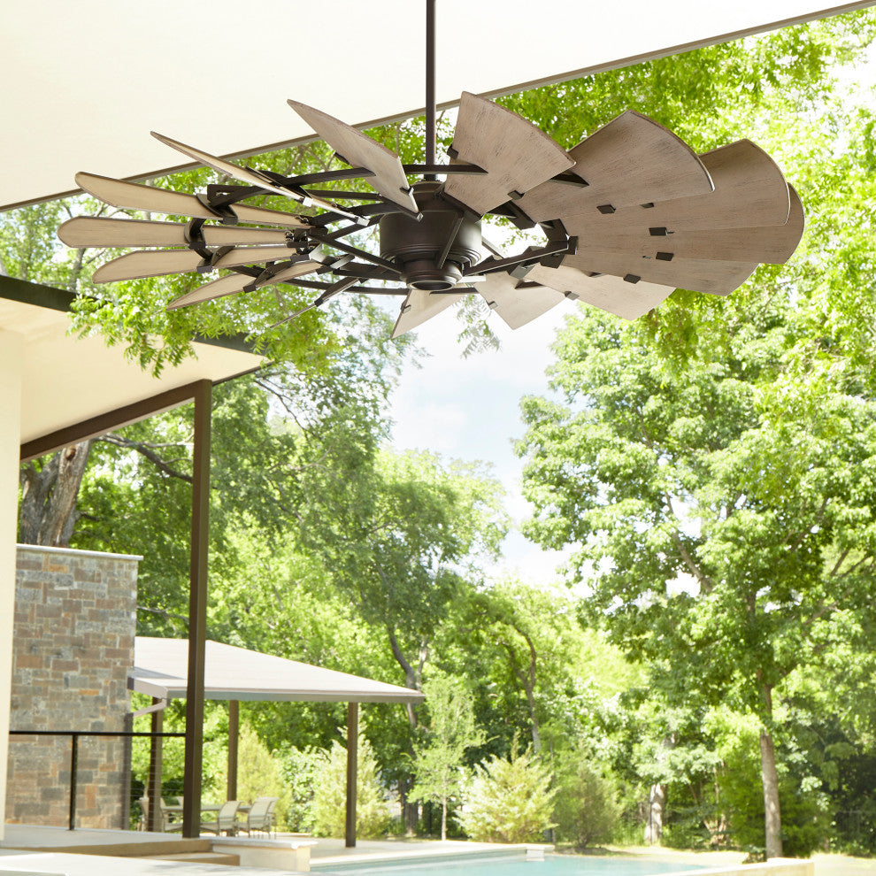 Windmill Transitional Patio Fan, Oiled Bronze