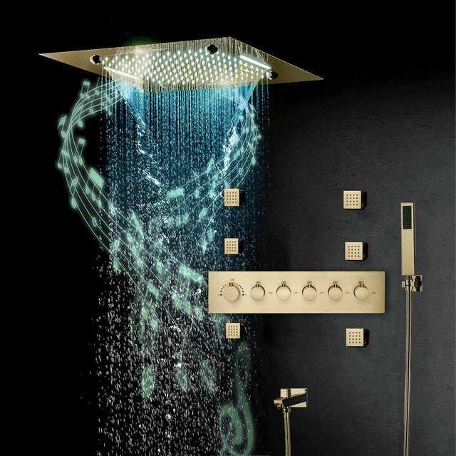 Led Musical Shower System With Hand Shower, Style 3 - Remote Control