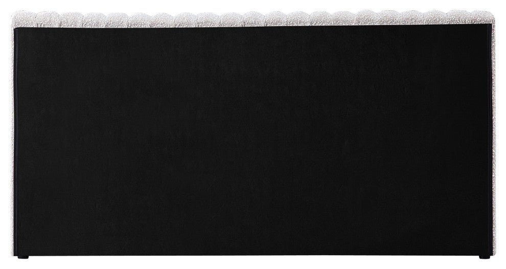 Nash Boucle Fabric Upholstered Bed, Cream, Queen
