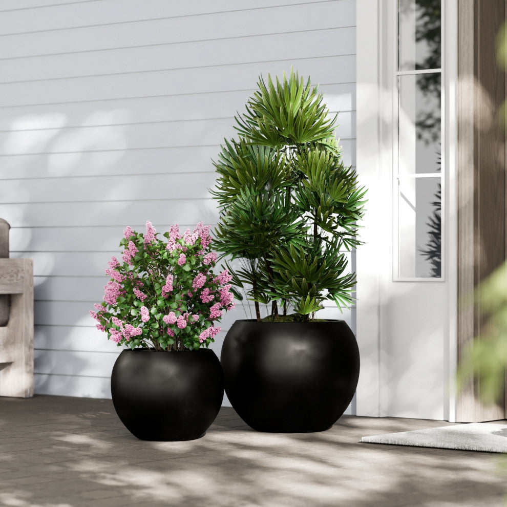 DTY Signature Mount Sherman 1-piece Fiberstone Planter, Black, Large