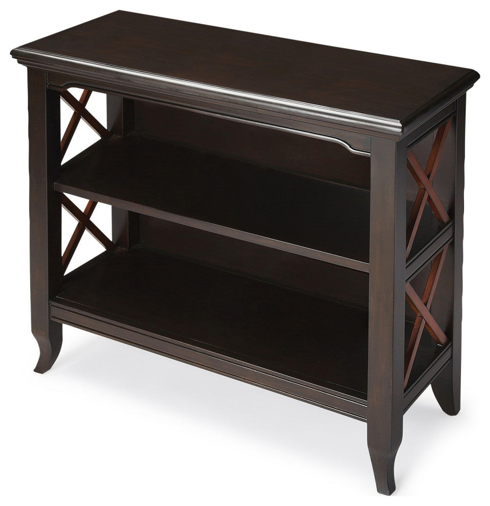 Newport Black and Cherry Low Bookcase
