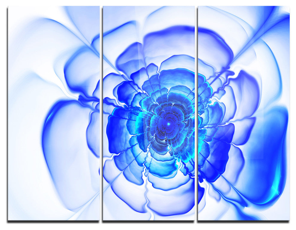 "Blue Fractal Flower Petals" Metal Wall Art, 3 Panels, 36"x28"