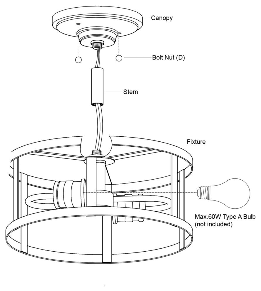 Vaxcel Lighting C0266 Akron 3 Light 15"W Semi-Flush Drum Ceiling - Oil Rubbed