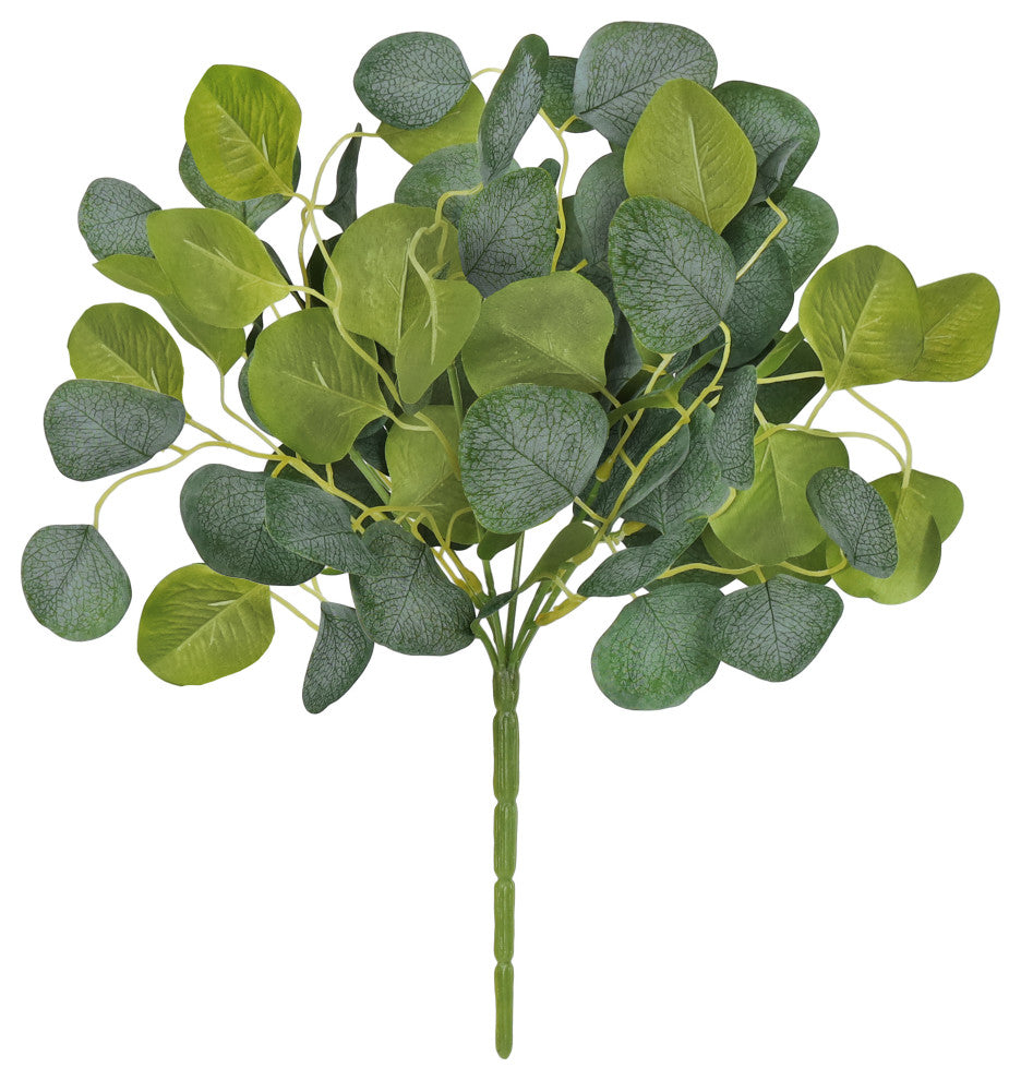 Set of 2 Artificial Silver Dollar Eucalyptus Leaf Stem Plant Greenery Bush 15"
