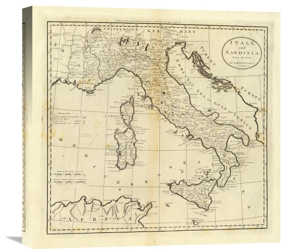"Italy and Sardinia, 1796" Artwork, 22"x21"