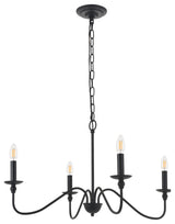 Matte Black Finish 4-Light Pendant
