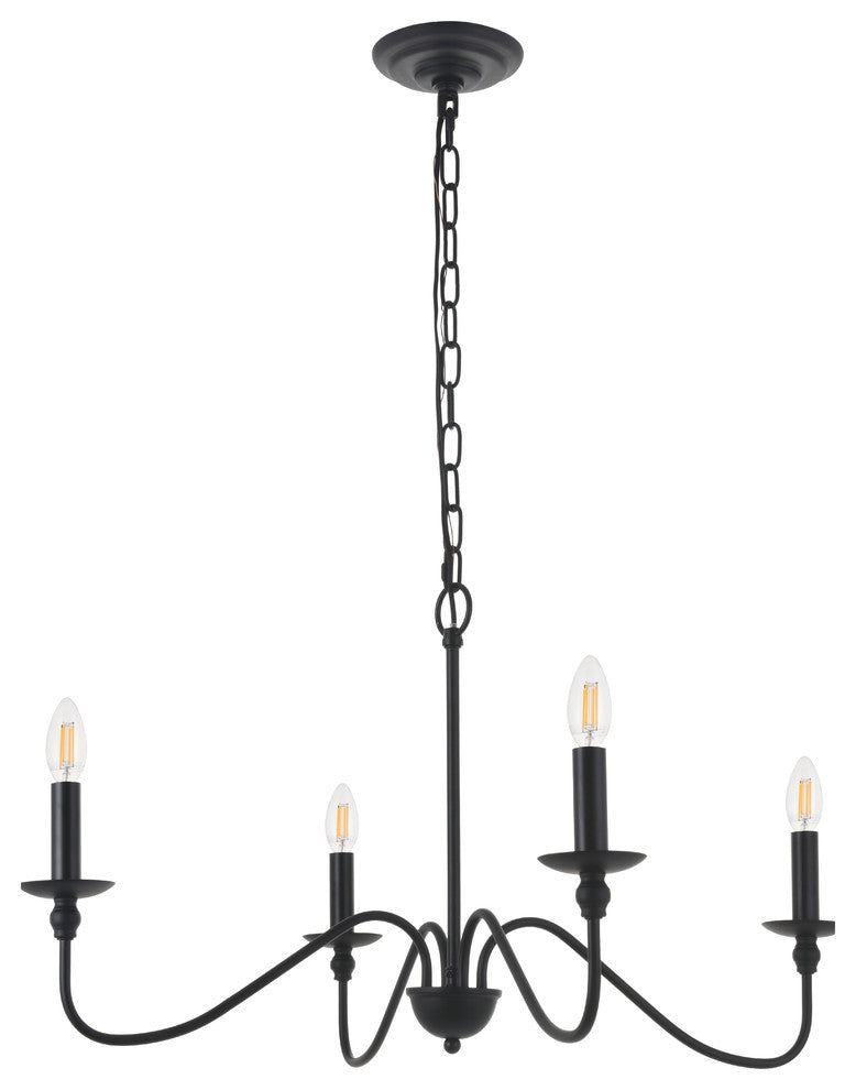 Matte Black Finish 4-Light Pendant