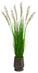 62" Wheat Grass Artificial Plant, Ribbed Metal Planter