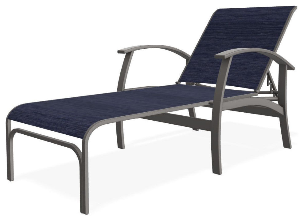 Belle Isle Sling 4-Position Outdoor Chaise Lounge, Collect Indigo/Warm Gray