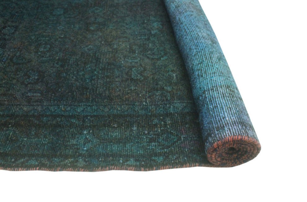 Vintage Distressed Rylie Blue/Green Runner, 4'6x10'1